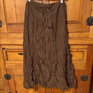J. Jill Chocolate Brown Silk Crinkle Skirt